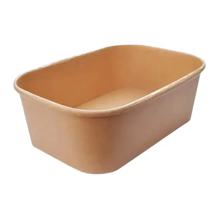 Kraft Rectangular cardboard Food Container 750cc just Base for hot or cold Food (Pack of 300)