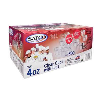 Satco [4oz] Round Container and Lid ( a pack of 800 base and lids)