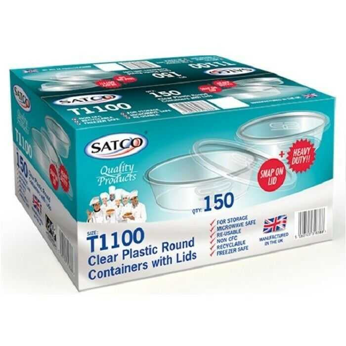 Satco Round Microwave Containers & Lids [T1100] (a pack of 150)